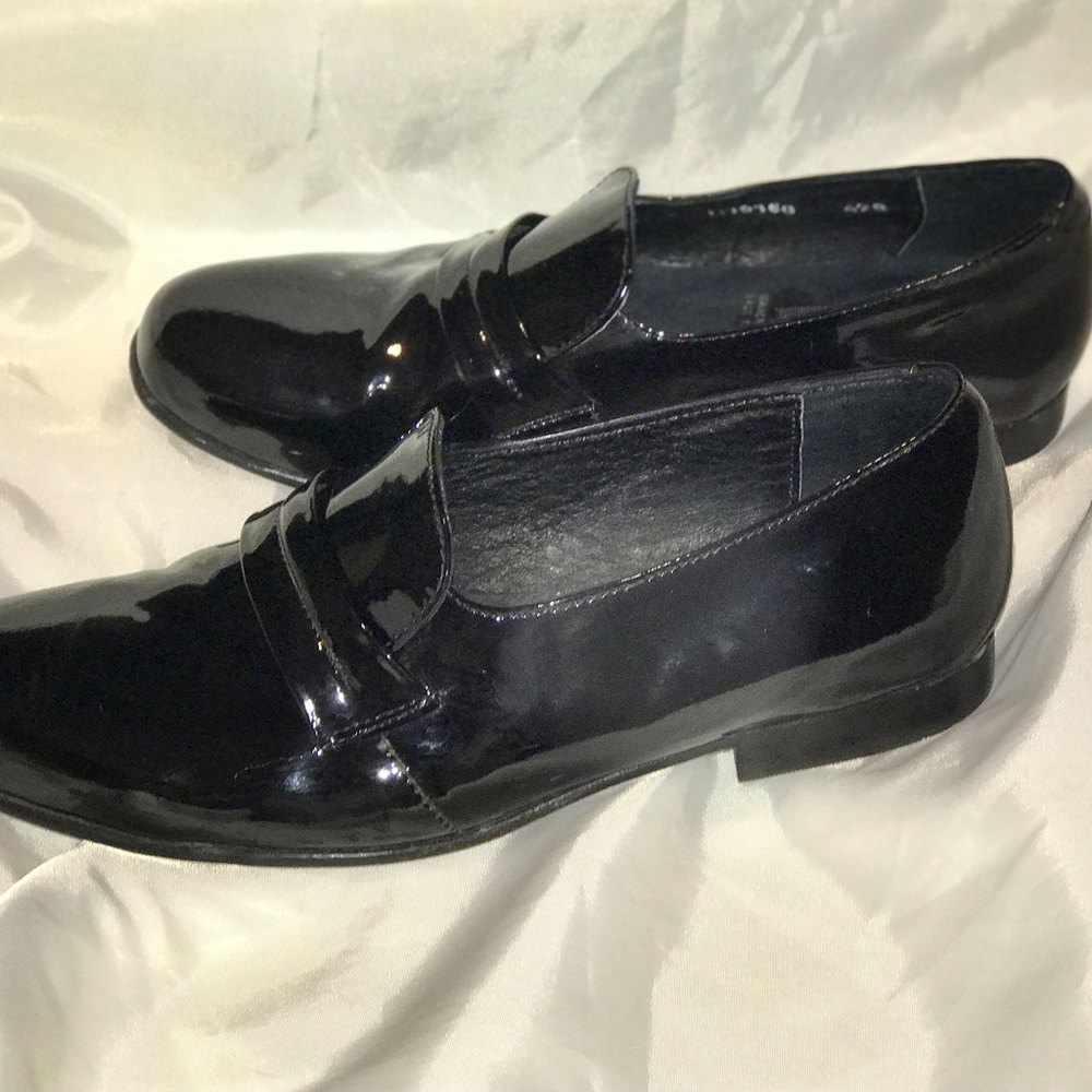 Black Patton leather Brentano tuxedo shoes